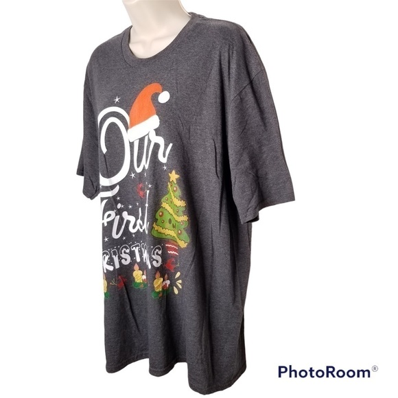 Our First Christmas Gray Short Sleeve Graphic T-Shirt Size XL - Picture 3 of 5